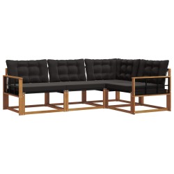 Ensemble de canapés d'extérieur 4 pcs Naturel et Noir 527552527552