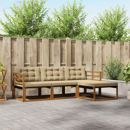Ensemble de canapés d'extérieur 4 pcs Naturel et Beige 527555527555