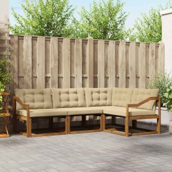 Ensemble de canapés d'extérieur 4 pcs Naturel et Beige 527556527556