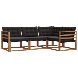 Ensemble de canapés d'extérieur 4 pcs Naturel et Noir 527558527558