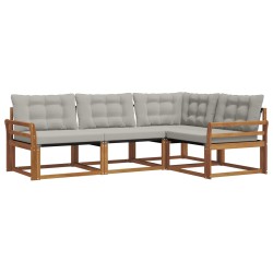 Ensemble de canapés d'extérieur 4 pcs Gris Naturel et Clair 527562527562