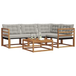 Ensemble de canapés d'extérieur 5 pcs Gris Naturel et Clair 527563527563