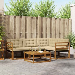 Ensemble de canapés d'extérieur 5 pcs Naturel et Beige 527566527566