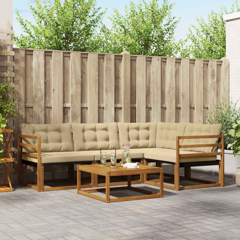 Ensemble de canapés d'extérieur 5 pcs Naturel et Beige 527566527566