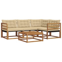 Ensemble de canapés d'extérieur 5 pcs Naturel et Beige 527566527566