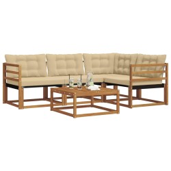 Ensemble de canapés d'extérieur 5 pcs Naturel et Beige 527566527566