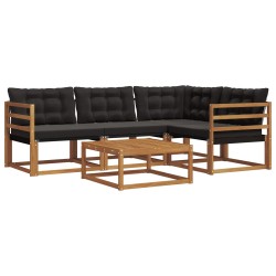 Ensemble de canapés d'extérieur 5 pcs Naturel et Noir 527567527567