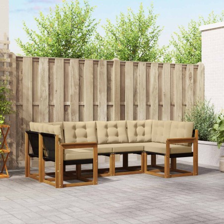 Ensemble de canapés d'extérieur 6 pcs Naturel et Beige 527570527570
