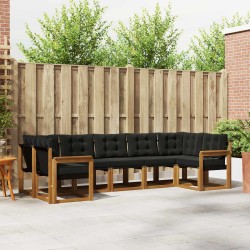 Ensemble de canapés d'extérieur 7 pcs Naturel et Noir 527574527574