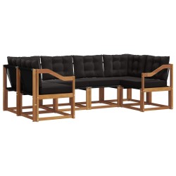 Ensemble de canapés d'extérieur 6 pcs Naturel et Noir 527576527576