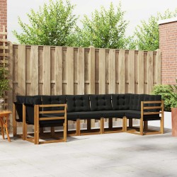 Ensemble de canapés d'extérieur 7 pcs Naturel et Noir 527578527578