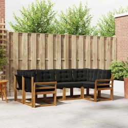 Ensemble de canapés d'extérieur 6 pcs Naturel et Noir 527582527582