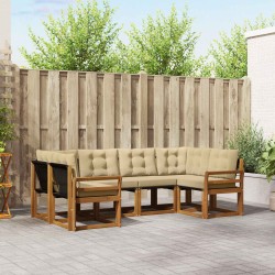 Ensemble de canapés d'extérieur 6 pcs Naturel et Beige 527585527585