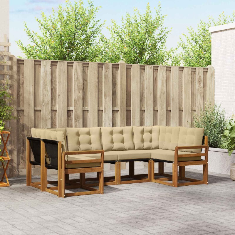 Ensemble de canapés d'extérieur 6 pcs Naturel et Beige 527585527585