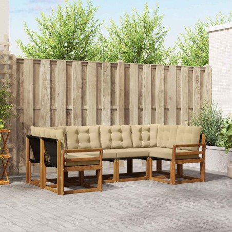 Ensemble de canapés d'extérieur 6 pcs Naturel et Beige 527585527585