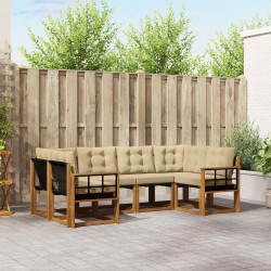 Ensemble de canapés d'extérieur 6 pcs Naturel et Beige 527587527587