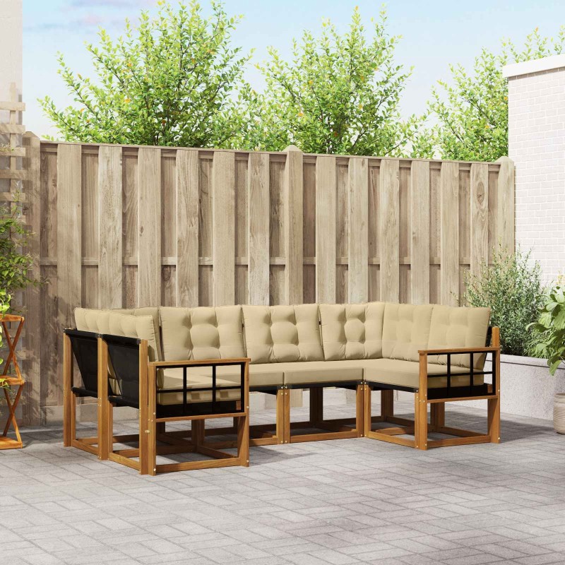 Ensemble de canapés d'extérieur 6 pcs Naturel et Beige 527587527587