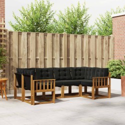 Ensemble de canapés d'extérieur 6 pcs Naturel et Noir 527590527590