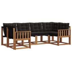 Ensemble de canapés d'extérieur 6 pcs Naturel et Noir 527590527590