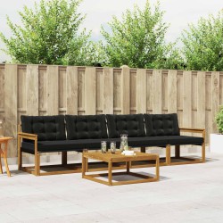 Ensemble de canapés d'extérieur 5 pcs Naturel et Noir 527592527592