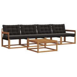 Ensemble de canapés d'extérieur 5 pcs Naturel et Noir 527592527592