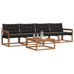 Ensemble de canapés d'extérieur 5 pcs Naturel et Noir 527592527592