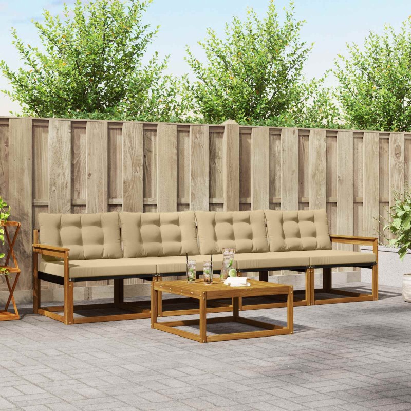 Ensemble de canapés d'extérieur 5 pcs Naturel et Beige 527593527593