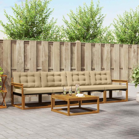 Ensemble de canapés d'extérieur 5 pcs Naturel et Beige 527593527593