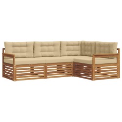 Ensemble de canapés d'extérieur 4 pcs Naturel et Beige 527602527602