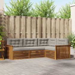 Ensemble de canapés d'extérieur 4 pcs Gris Naturel et Clair 527603527603