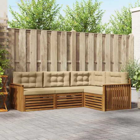 Ensemble de canapés d'extérieur 4 pcs Naturel et Beige 527610527610