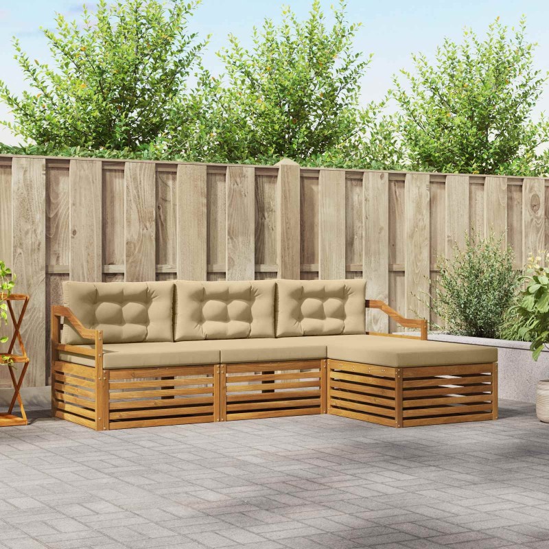 Ensemble de canapés d'extérieur 4 pcs Naturel et Beige 527612527612