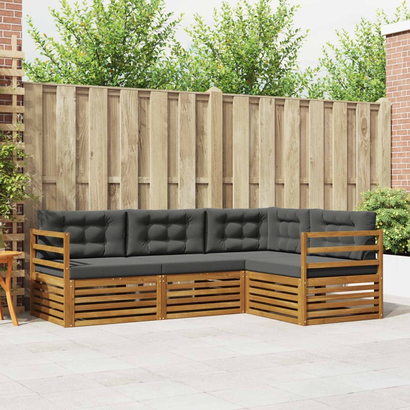 Ensemble de canapés d'extérieur 4 pcs Naturel et Anthracite 527613527613