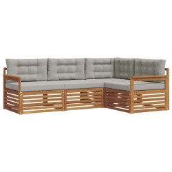 Ensemble de canapés d'extérieur 4 pcs Gris Naturel et Clair 527616527616