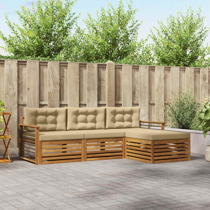 Ensemble de canapés d'extérieur 4 pcs Naturel et Beige 527622527622