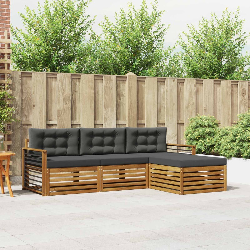 Ensemble de canapés d'extérieur 4 pcs Naturel et Anthracite 527623527623