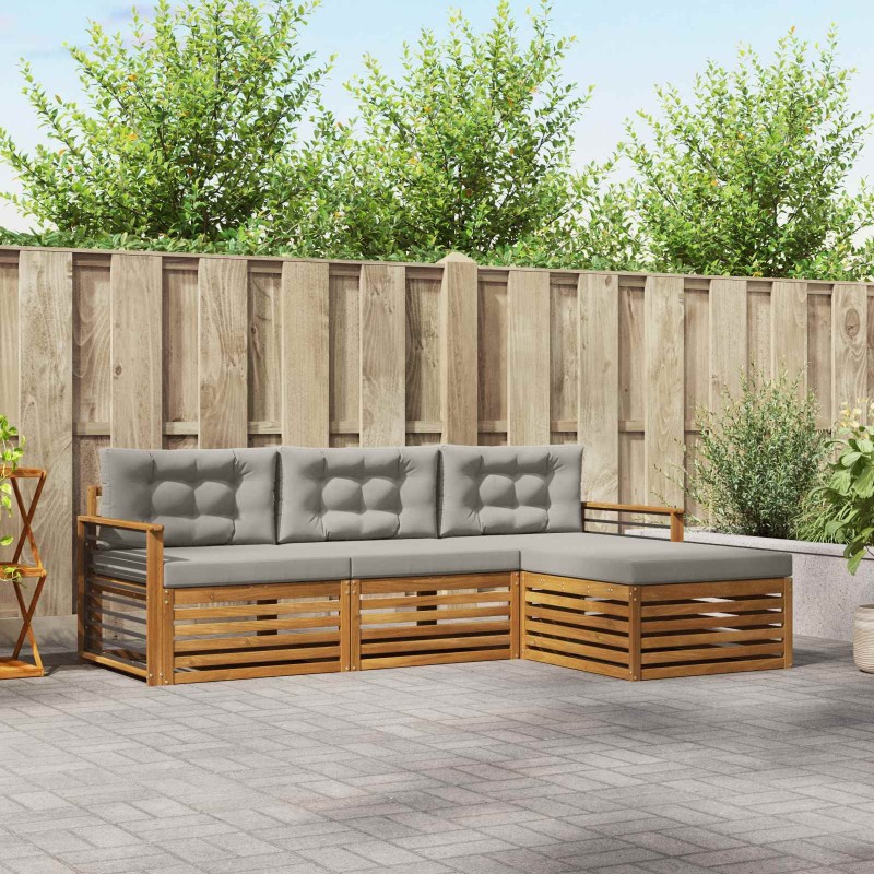 Ensemble de canapés d'extérieur 4 pcs Gris Naturel et Clair 527624527624