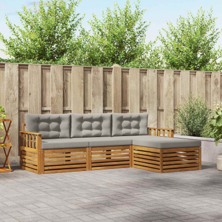 Ensemble de canapés d'extérieur 4 pcs Gris Naturel et Clair 527627527627