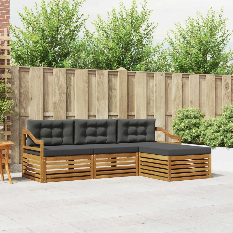Ensemble de canapés d'extérieur 4 pcs Naturel et Anthracite 527628527628