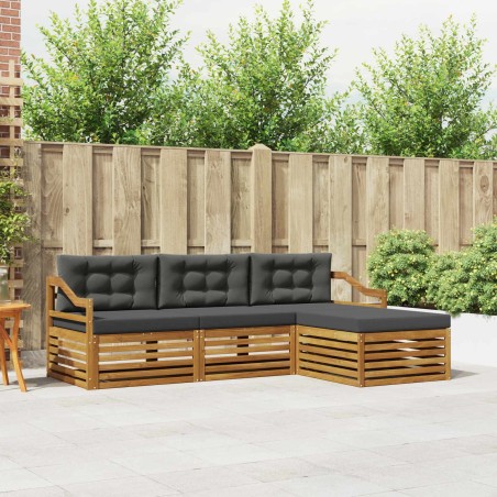 Ensemble de canapés d'extérieur 4 pcs Naturel et Anthracite 527628527628