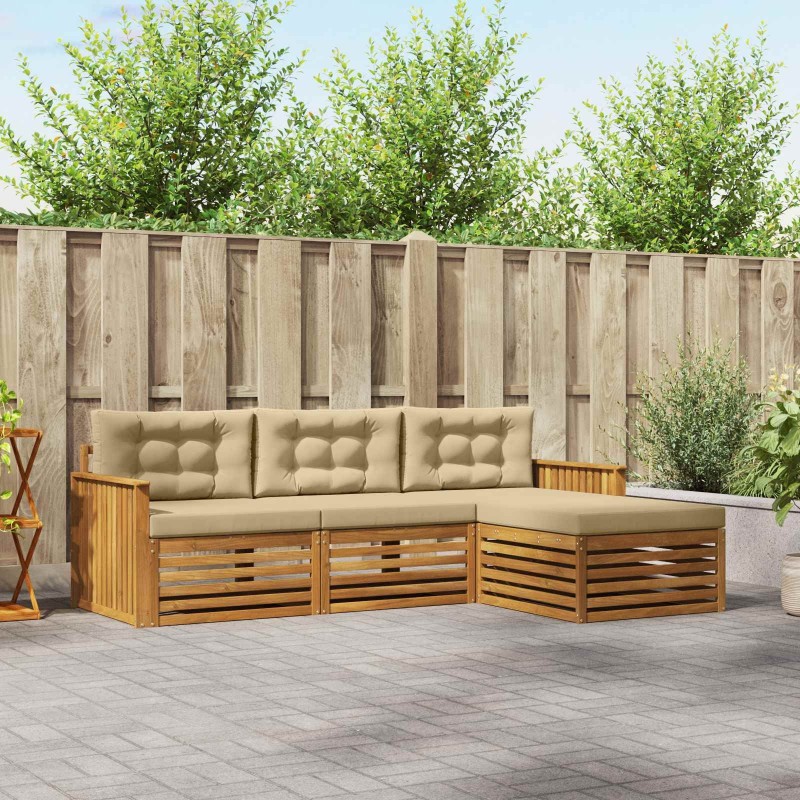 Ensemble de canapés d'extérieur 4 pcs Naturel et Beige 527629527629