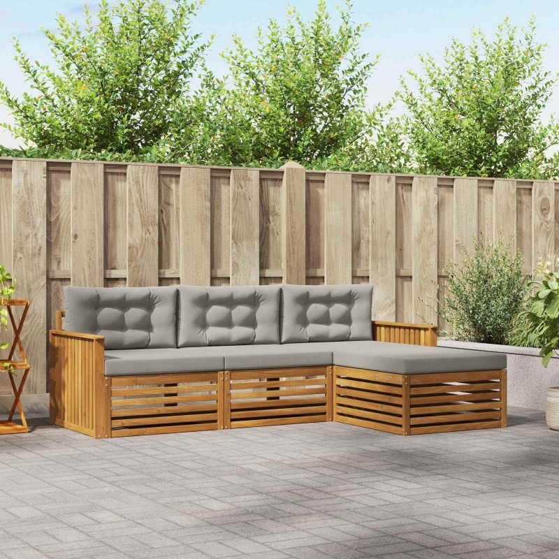 Ensemble de canapés d'extérieur 4 pcs Gris Naturel et Clair 527635527635