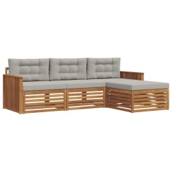 Ensemble de canapés d'extérieur 4 pcs Gris Naturel et Clair 527635527635