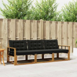 Ensemble de canapés d'extérieur 3 pcs Naturel et Noir 527642527642