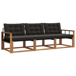 Ensemble de canapés d'extérieur 3 pcs Naturel et Noir 527642527642