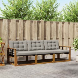 Ensemble de canapés d'extérieur 3 pcs Gris Naturel et Clair 527643527643