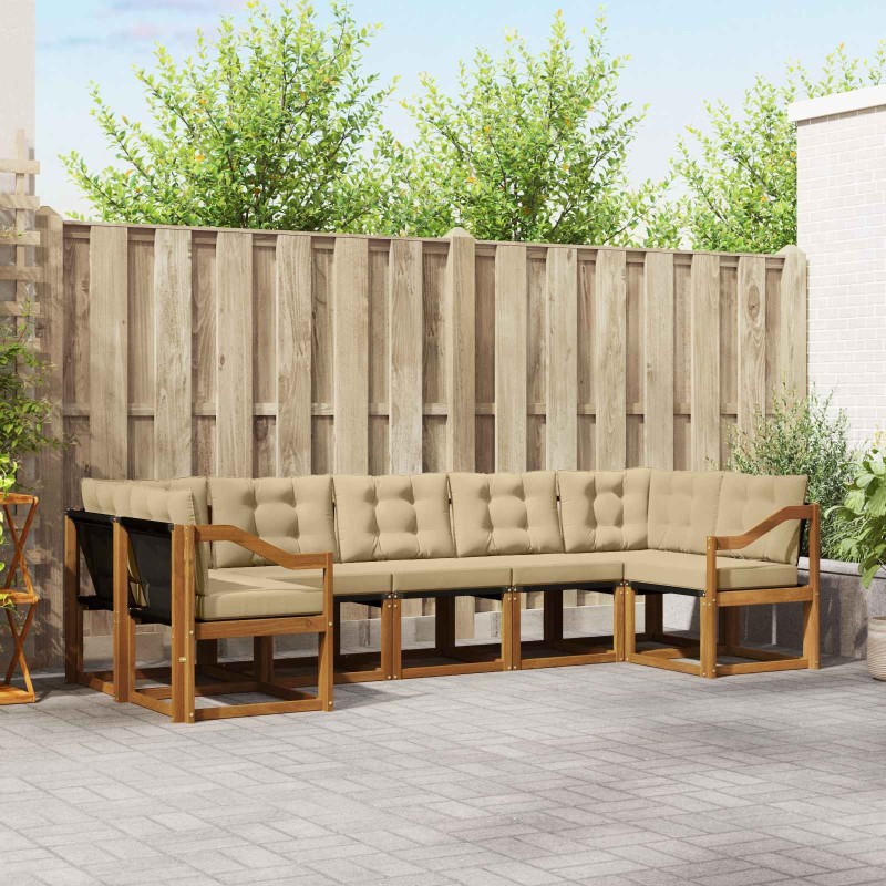 Ensemble de canapés d'extérieur 7 pcs Naturel et Beige 527645527645