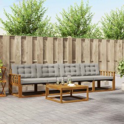 Ensemble de canapés d'extérieur 5 pcs Gris Naturel et Clair 527650527650