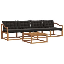 Ensemble de canapés d'extérieur 5 pcs Naturel et Noir 527655527655