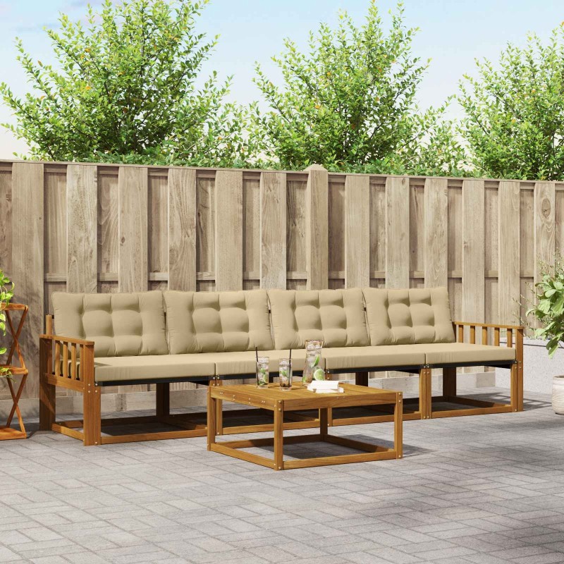 Ensemble de canapés d'extérieur 5 pcs Naturel et Beige 527657527657